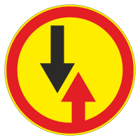 Дорожный знак 2.6 (временный) Преимущество встречного движения